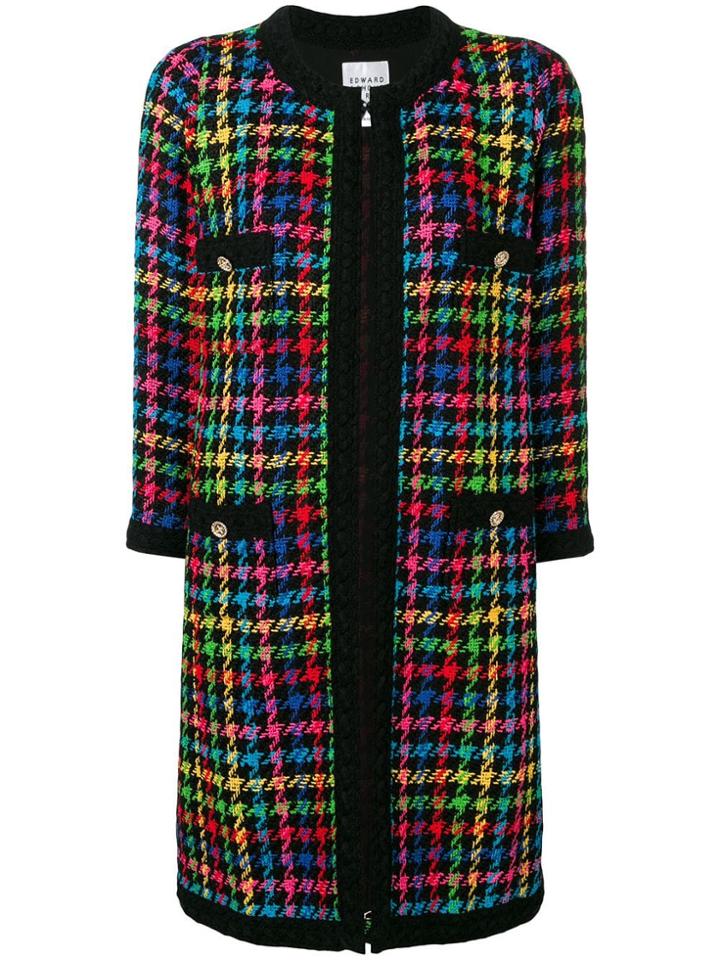 Edward Achour Paris Houndstooth Single-breasted Coat - Black