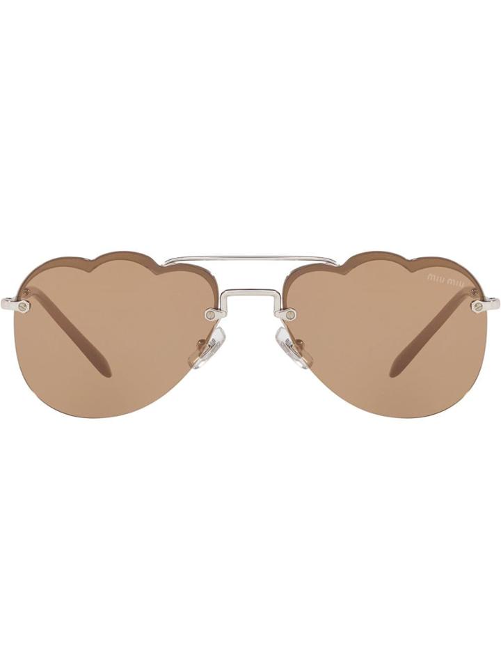 Miu Miu Eyewear Scallop Edge Sunglasses - Silver