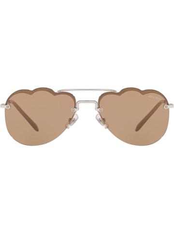 Miu Miu Eyewear Scallop Edge Sunglasses - Silver