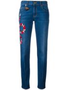 Gucci Embroidered Kingsnake Jeans, Women's, Size: 26, Blue, Cotton/calf Leather