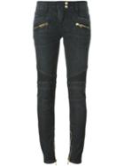 Balmain Skinny Biker Jeans, Women's, Size: 40, Grey, Cotton/spandex/elastane