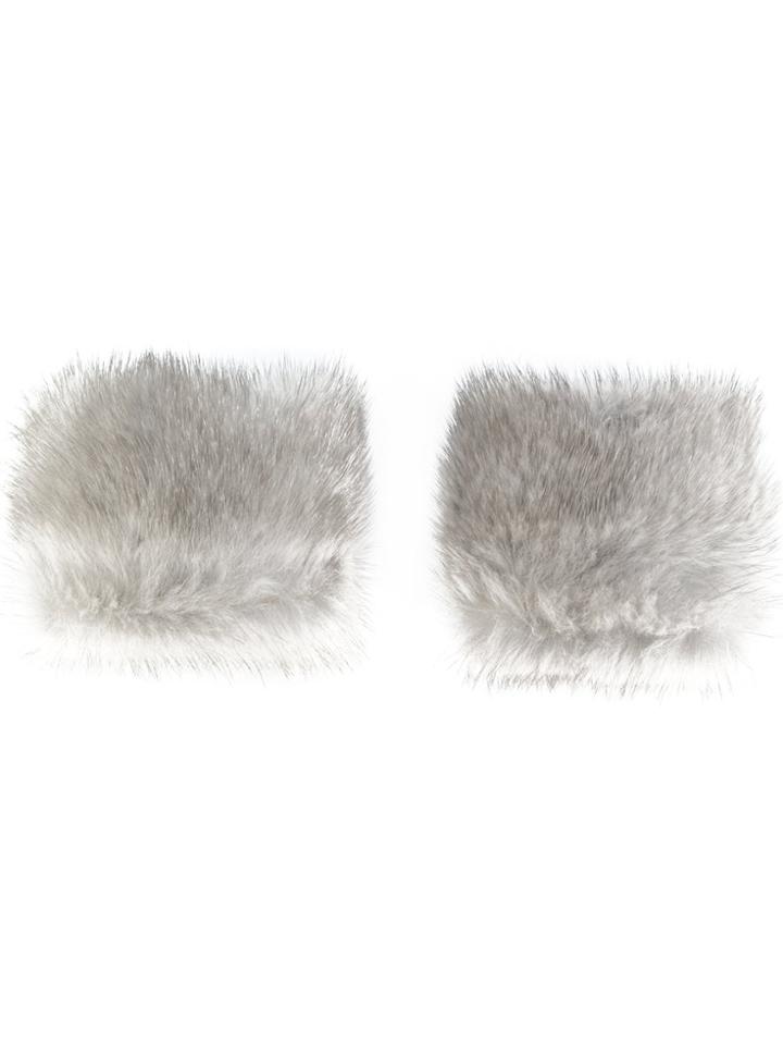N.peal Fur Wristbands - Grey