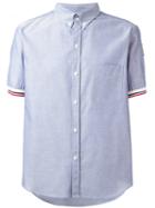 Moncler Gamme Bleu Tri-colour Trim Short Sleeve Shirt, Men's, Size: 2, Blue, Cotton