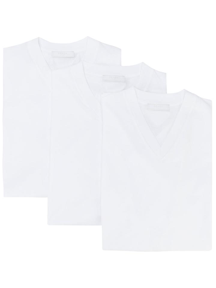 Prada V-neck T-shirt 3 Pack - White
