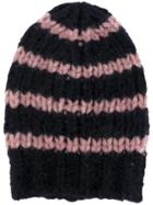 Roberto Collina Striped Knitted Beanie Hat - Blue
