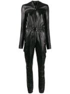 Rick Owens Long Sleeve Leather Jumpsuit - Black