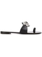 Giuseppe Zanotti Design Embellished Sandals, Women's, Size: 38, Black, Leather/metal Other