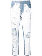 Don't Cry Distressed Slim-jeans With Sequins - Blue