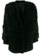 Miu Miu Oversized Faux-shearling Coat - Black