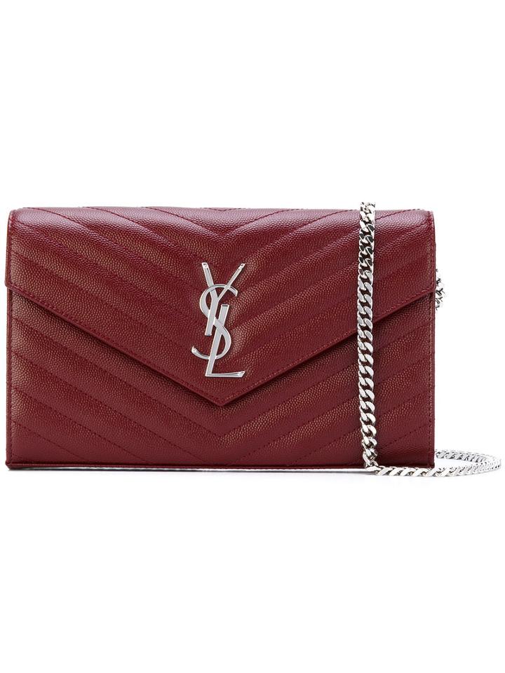 Saint Laurent - Monogram Envelope Bag - Women - Calf Leather - One Size, Pink/purple, Calf Leather