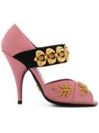 Prada Embroidered Sandals - Pink & Purple