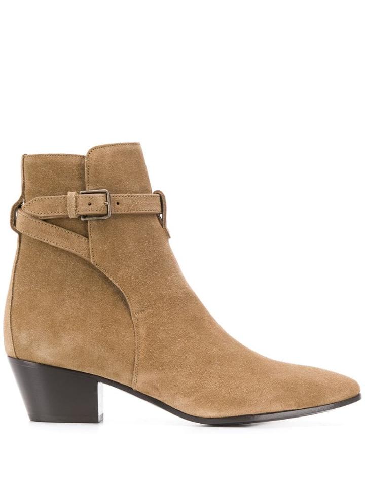 Saint Laurent West Jodhpur Boots - Neutrals