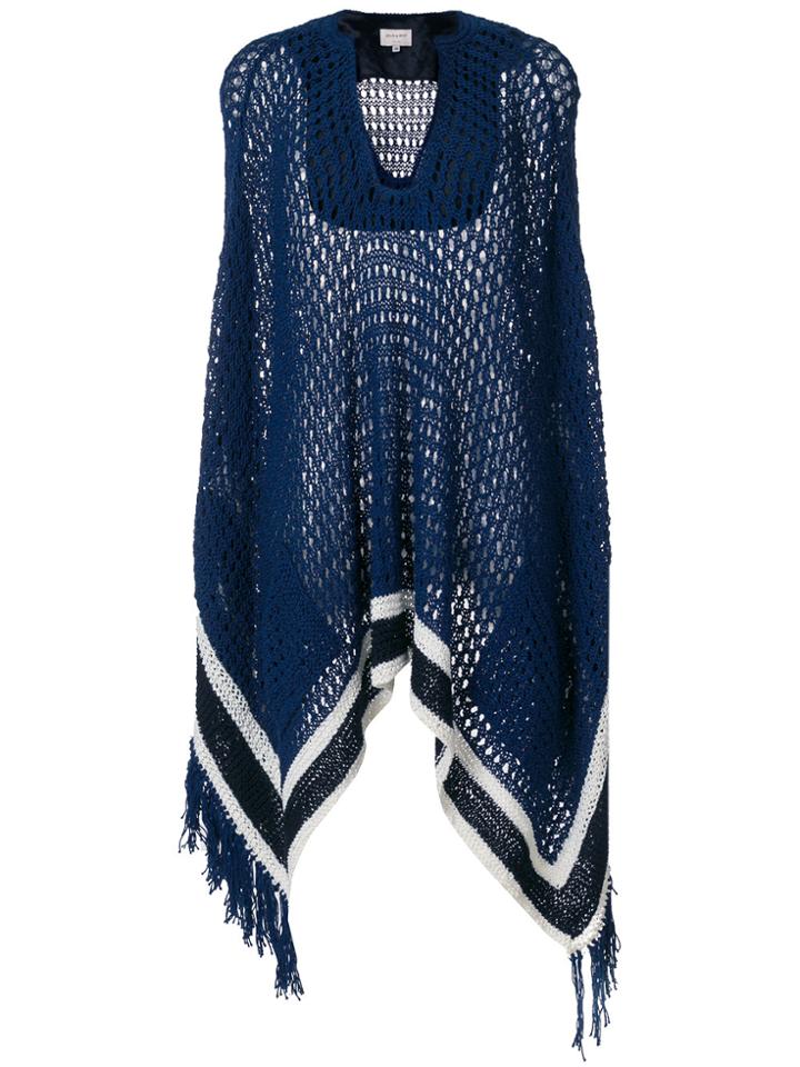 Zeus+dione Contrast Stripe Trim Poncho - Blue
