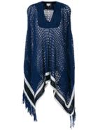 Zeus+dione Contrast Stripe Trim Poncho - Blue