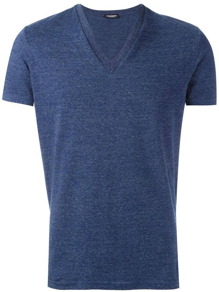 Dsquared2 Basic V-neck T-shirt, Men's, Size: Small, Blue, Cotton/spandex/elastane