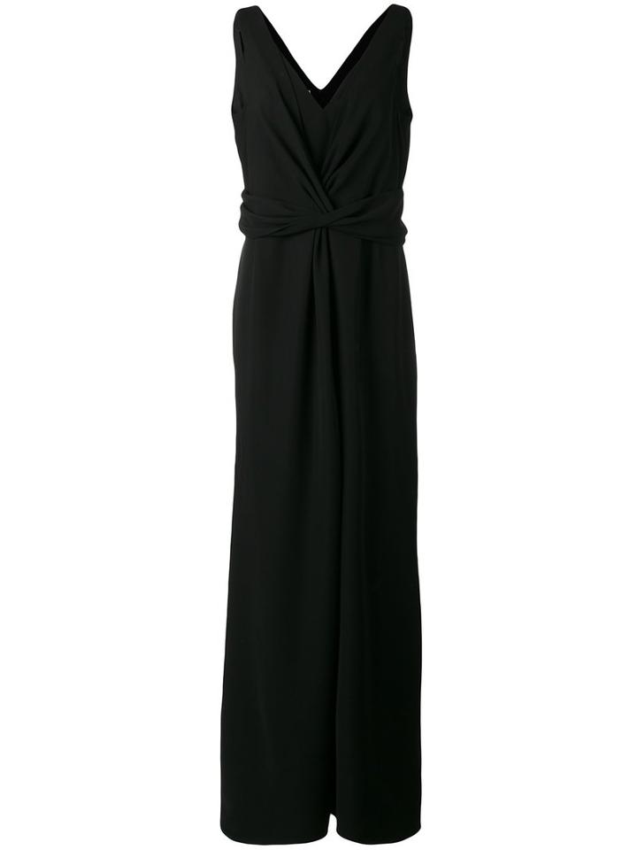 Armani Collezioni V-neck Gown, Women's, Size: 46, Black, Polyester/spandex/elastane