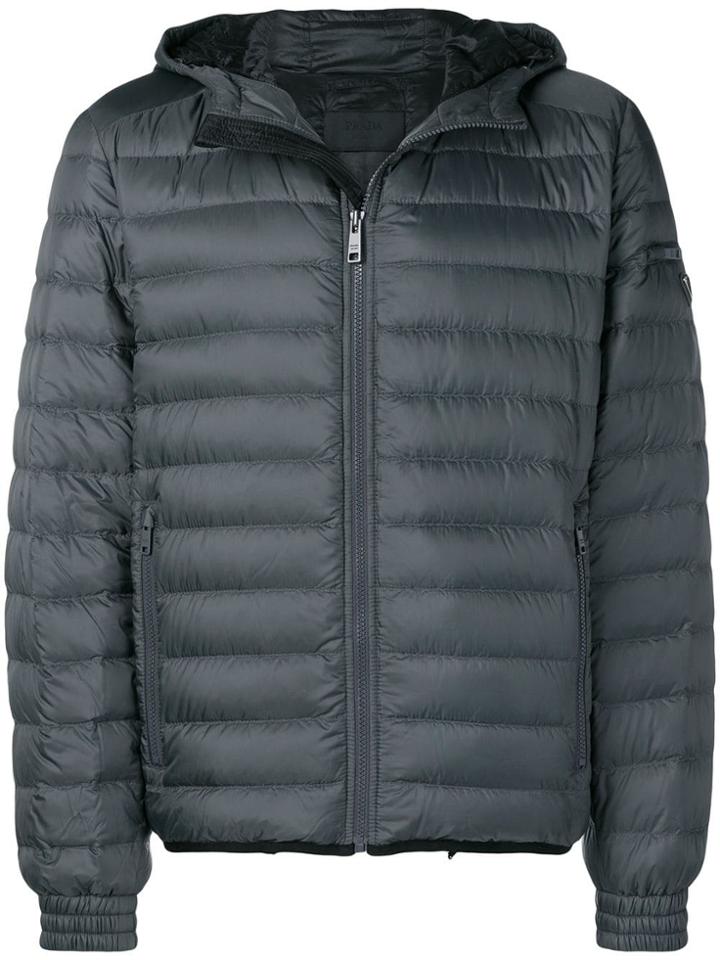 Prada Zipped Padded Jacket - Grey