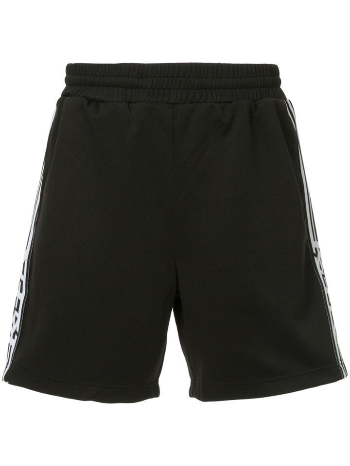 Ktz Stripe Detail Logo Shorts - Black