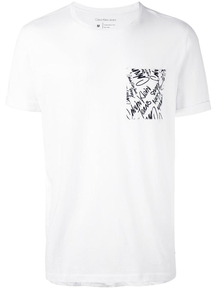 Printed Chest Pocket T-shirt - Men - Cotton - S, White, Cotton, Calvin Klein Jeans