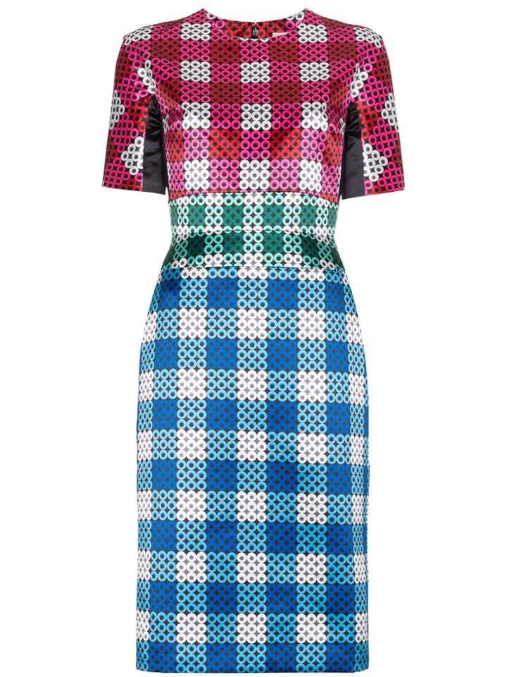 Mary Katrantzou Acacia Gingham Silk Dress - Blue