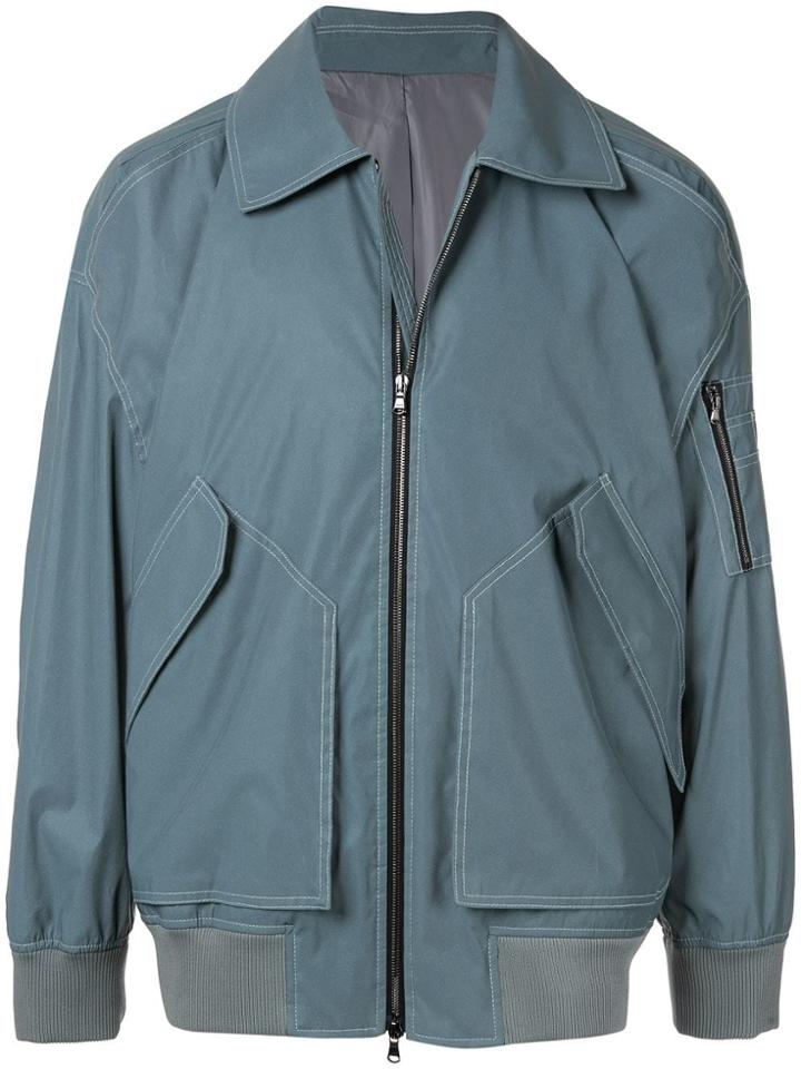 Wooyoungmi Contrast Stitching Bomber Jacket - Blue