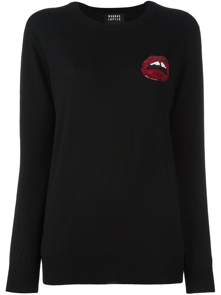 Markus Lupfer 'mini Lara Lip' Jumper, Women's, Size: Large, Black, Merino