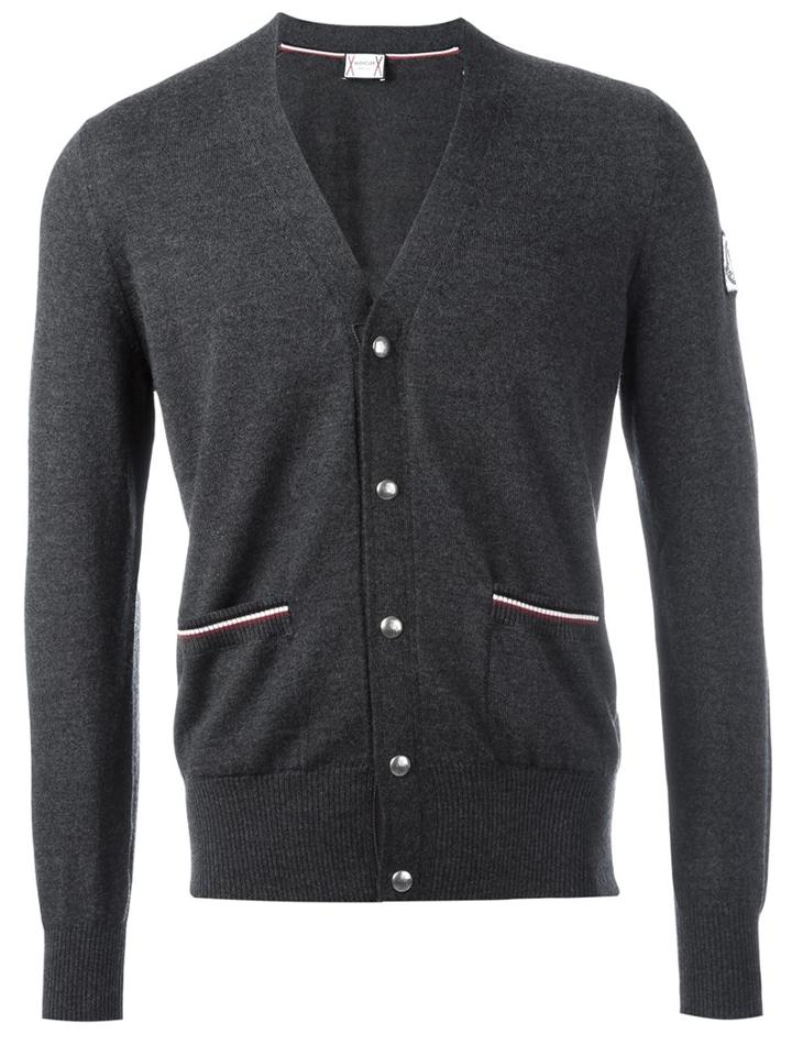Moncler Gamme Bleu Tri-colour Stripe V-neck Cardigan