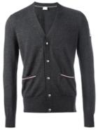 Moncler Gamme Bleu Tri-colour Stripe V-neck Cardigan