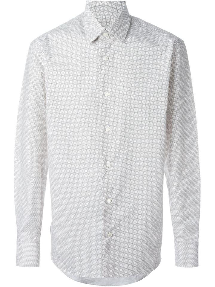 Salvatore Ferragamo Gancio Print Shirt, Men's, Size: S, Nude/neutrals, Cotton