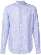 Eleventy Striped Spread Collar Shirt - Blue