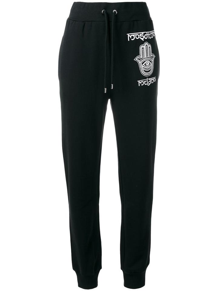 Moschino Hamsa Hand Trackpants, Women's, Size: Xs, Black, Cotton