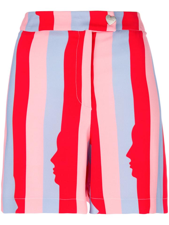 Vivetta Striped Fitted Shorts - Pink & Purple