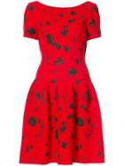 Oscar De La Renta Cherry Print Drop Waist Dress - Red