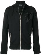 Philipp Plein Logo Embroidered Knitted Track Jacket - Black