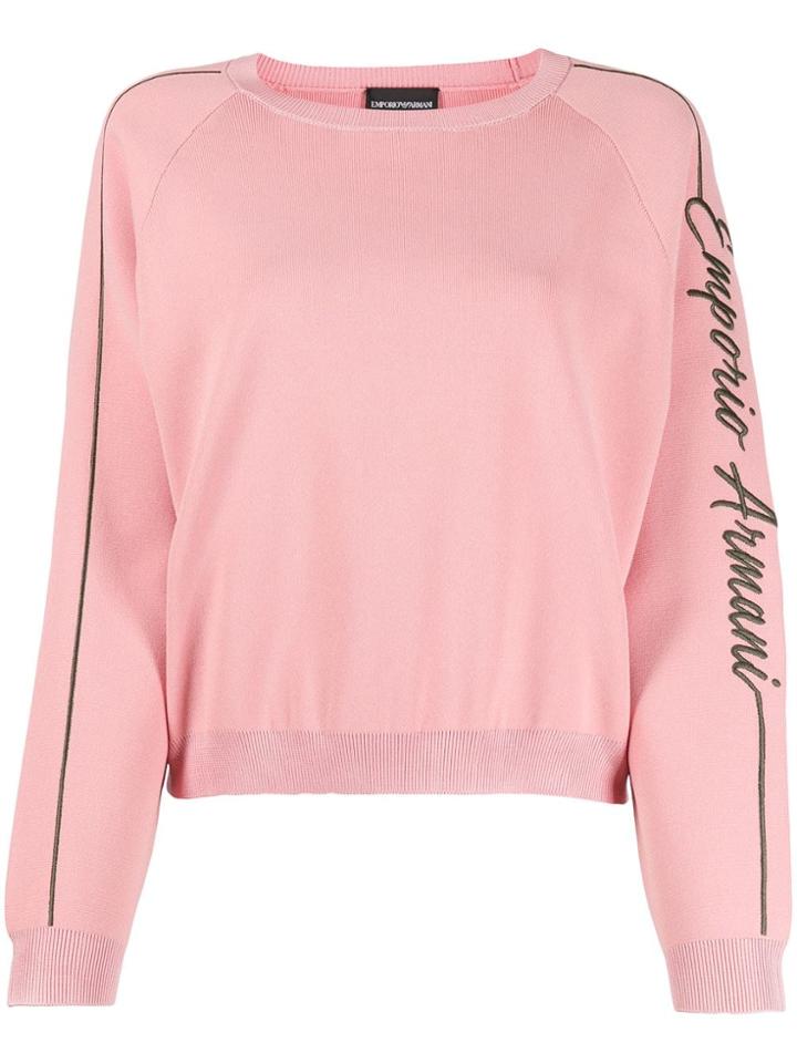 Emporio Armani Embroidered Logo Jumper - Pink