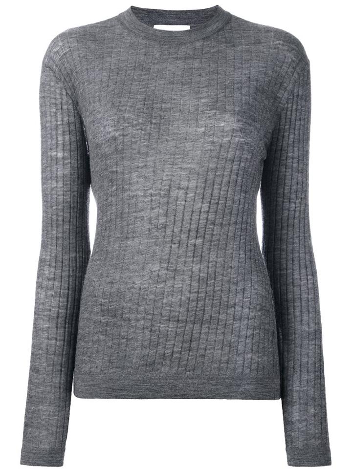 Dkny Lightweight Ribbed Knit Top, Women's, Size: Large, Grey, Wool/alpaca