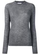 Dkny Lightweight Ribbed Knit Top, Women's, Size: Large, Grey, Wool/alpaca