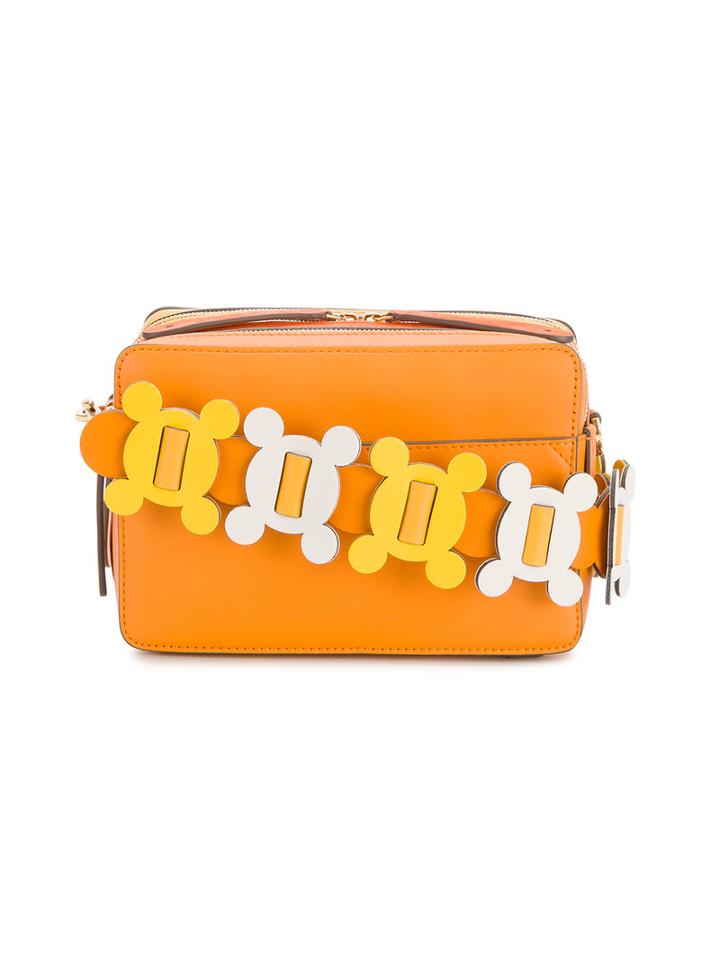 Anya Hindmarch - Crossbody Bag With Floral Embellished Strap - Women - Leather - One Size, Yellow/orange, Leather