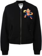 Moschino Crowned Monkey Bomber Jacket, Women's, Size: Xs, Black, Cotton