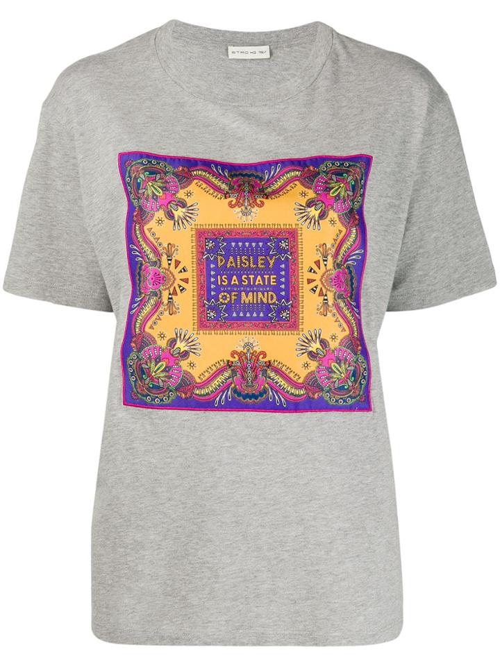 Etro Decorative Slogan Print T-shirt - Grey