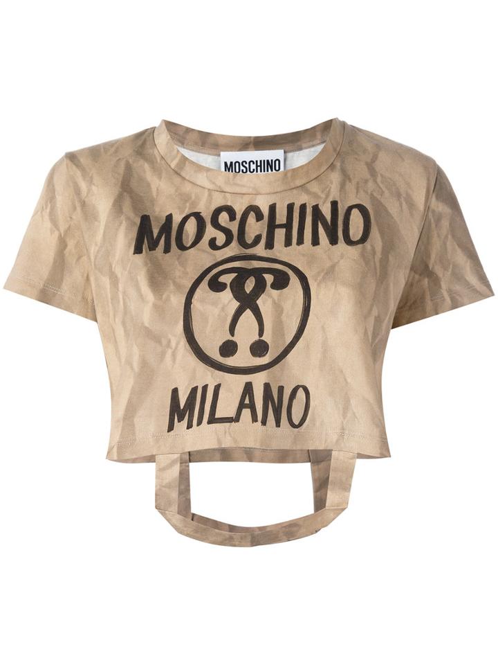 Moschino - Bag Handle T-shirt - Women - Cotton - M, Nude/neutrals, Cotton