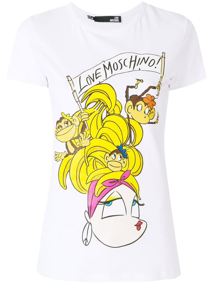 Love Moschino Cartoon Logo Print T-shirt - White