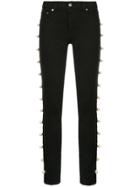 Tu Es Mon Trésor Side-embellished Skinny Jeans - Black