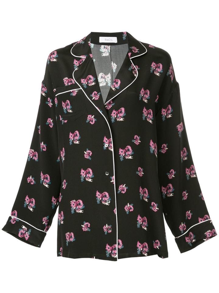 Racil Oversized Floral Print Shirt - Black