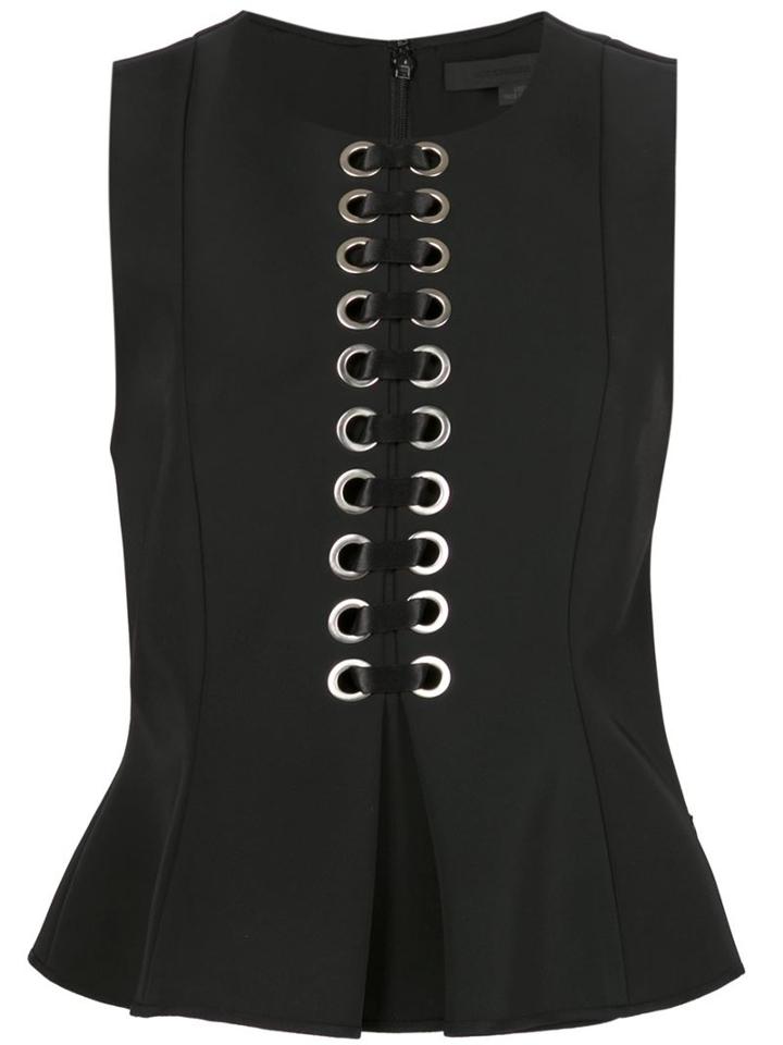 Alexander Wang Lace-up Peplum Top, Women's, Size: 4, Black, Polyester/polyurethane/spandex/elastane