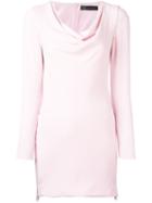 Versace Drape Collar Fitted Dress, Women's, Size: 38, Pink/purple, Acetate/viscose/silk