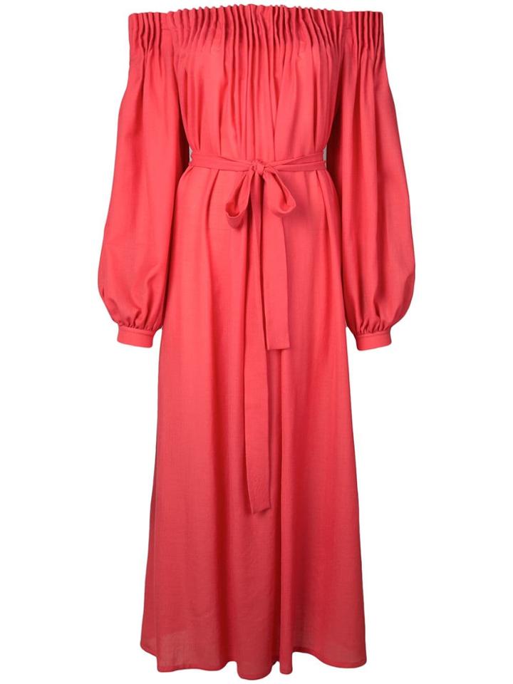 Gabriela Hearst Off-shoulder Belted Dress - Red