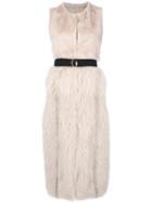 Blancha - Sleeveless Fur Coat - Women - Cotton/leather - 42, Nude/neutrals, Cotton/leather