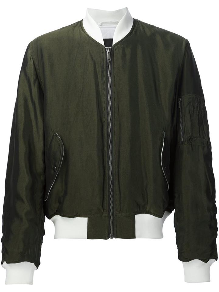 Haider Ackermann Bomber Jacket, Men's, Size: Medium, Green, Rayon