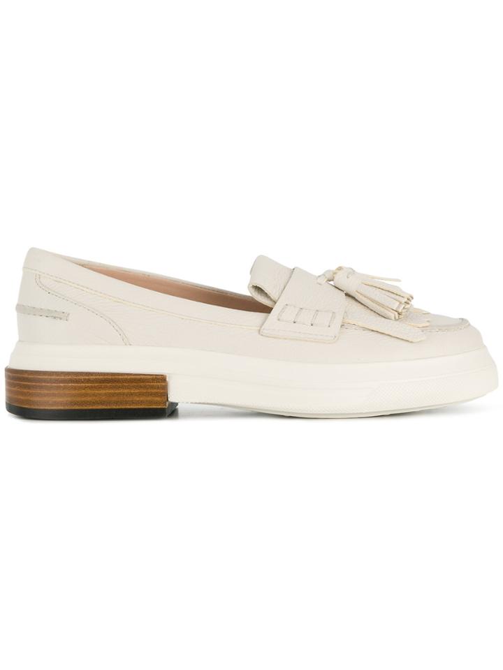 Tod's Tasselled Flatform Loafers - White